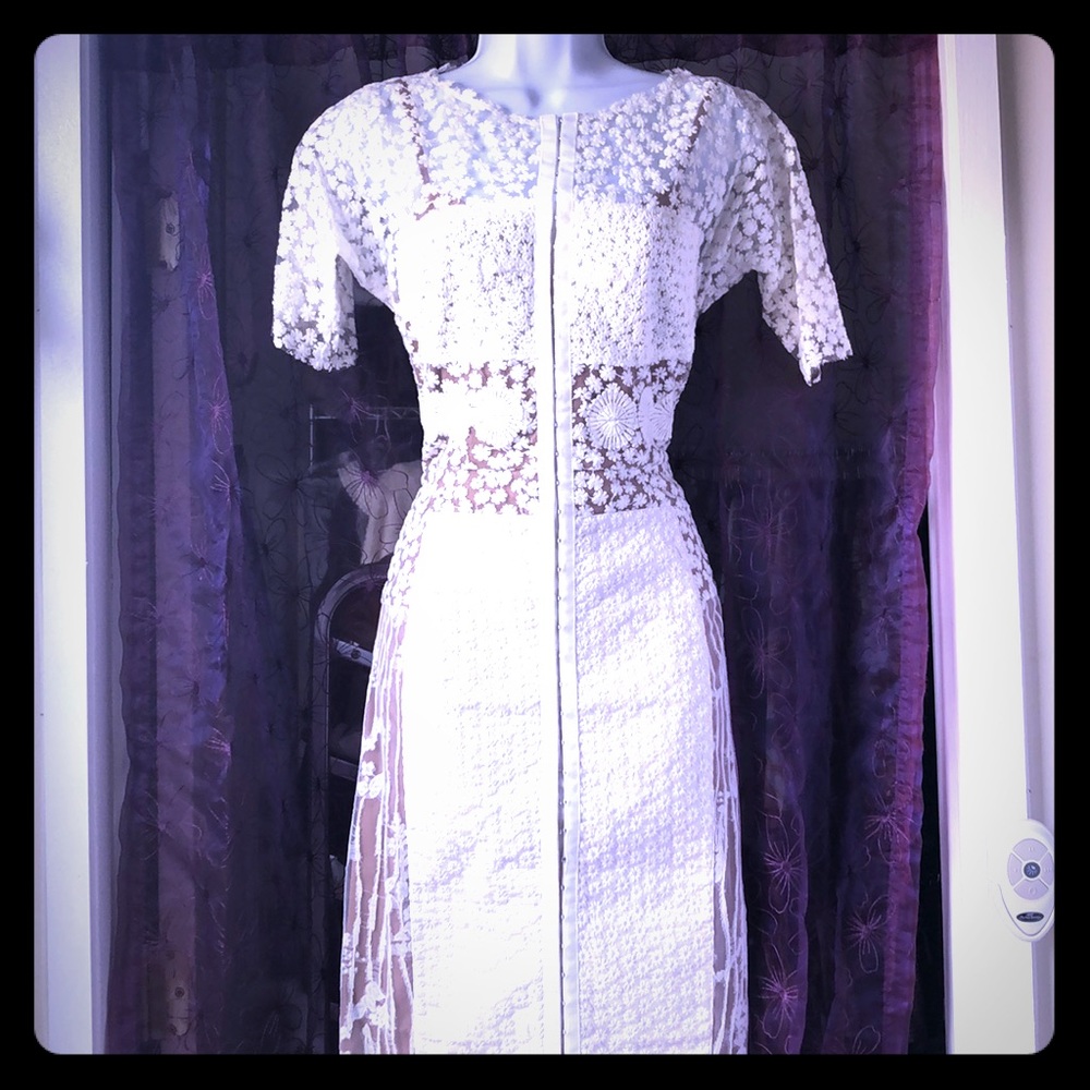 Sheer embroidered cocktail dress